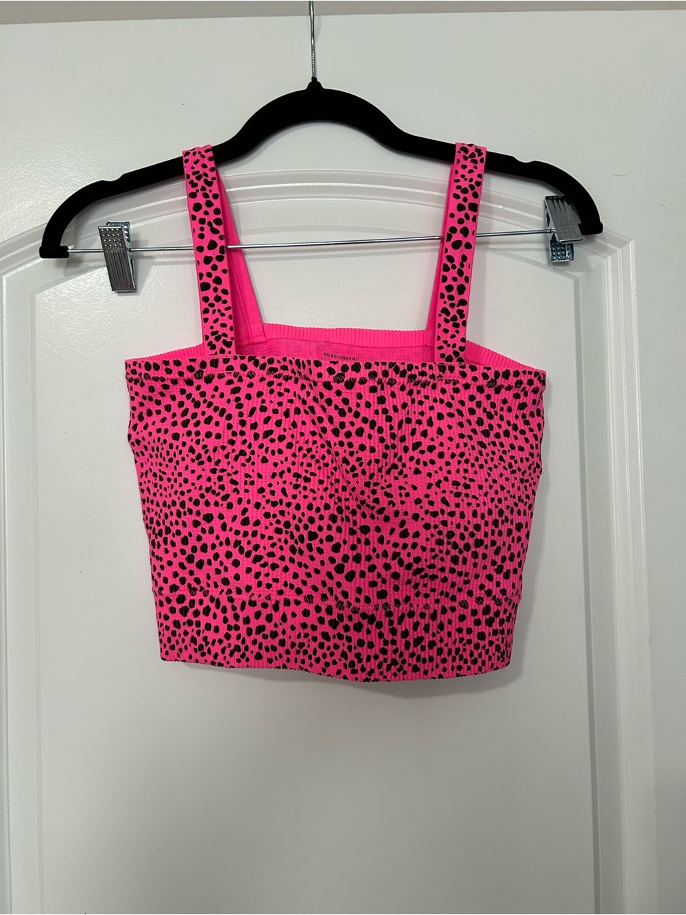 No Boundaries Neon Pink Leopard Print Cropped Tank